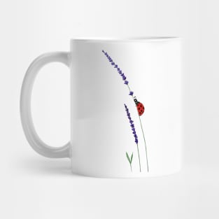 red ladybug and purple lavender Mug